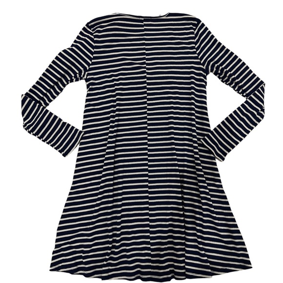 LA Made Mini Swing Dress navyBlue/White Stripe Long Sleeve Ribbed Sz L - Picture 5 of 7